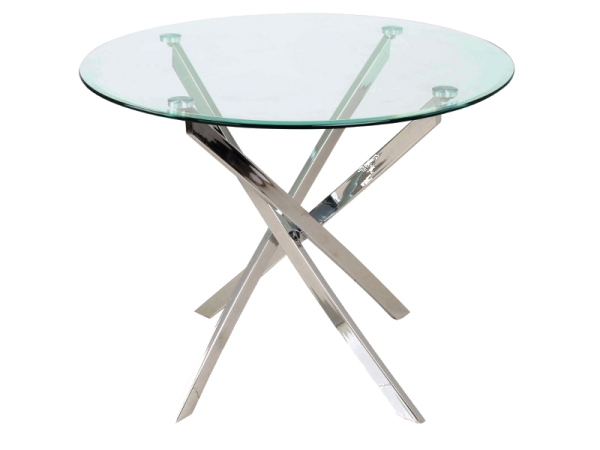 Τραπέζι Agis Φ90x75 βάση χρωμίου/ tempered glass DIOMMI AGIS